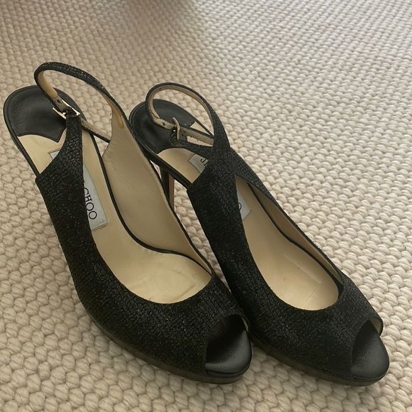 *like new, worn once* Jimmy Choo Black sparkle Slingback heel